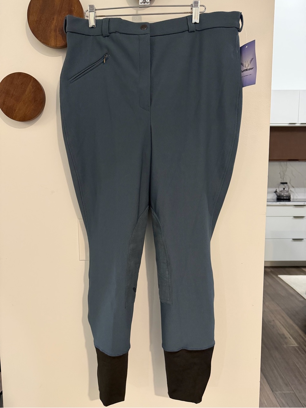 TuffRider Women's Riding Breeches in Slate Blue with Black Cuffs
